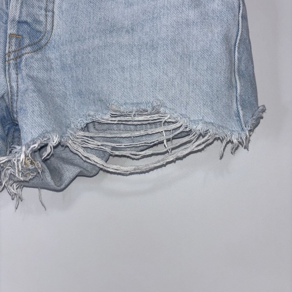 Levi's Premium 501 Distressed Button Fly Denim Shorts Light Wash W25 - Picture 4 of 13